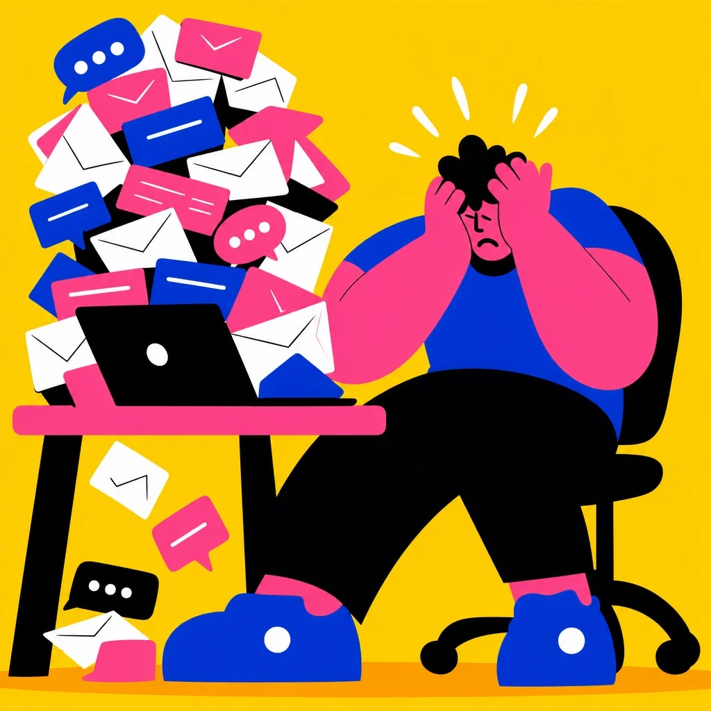 Shopify subscription merchant frustrated by limited tools, flat illustration style yellow background