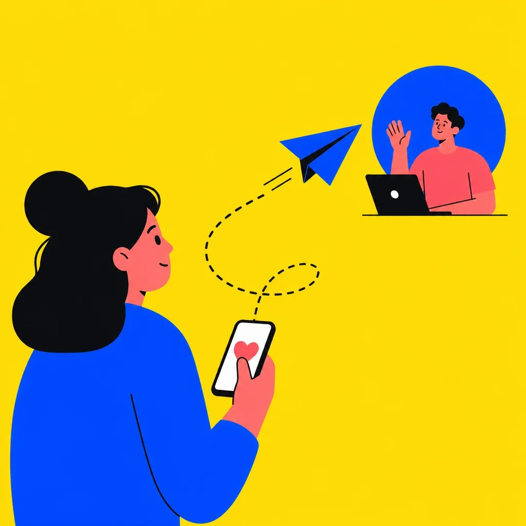 A smartphone on white marble showing a clean, warm direct message outreach conversation — a short personalized message from a brand to a creator, with a positive response — soft natural window light, no brand names, no readable personal details