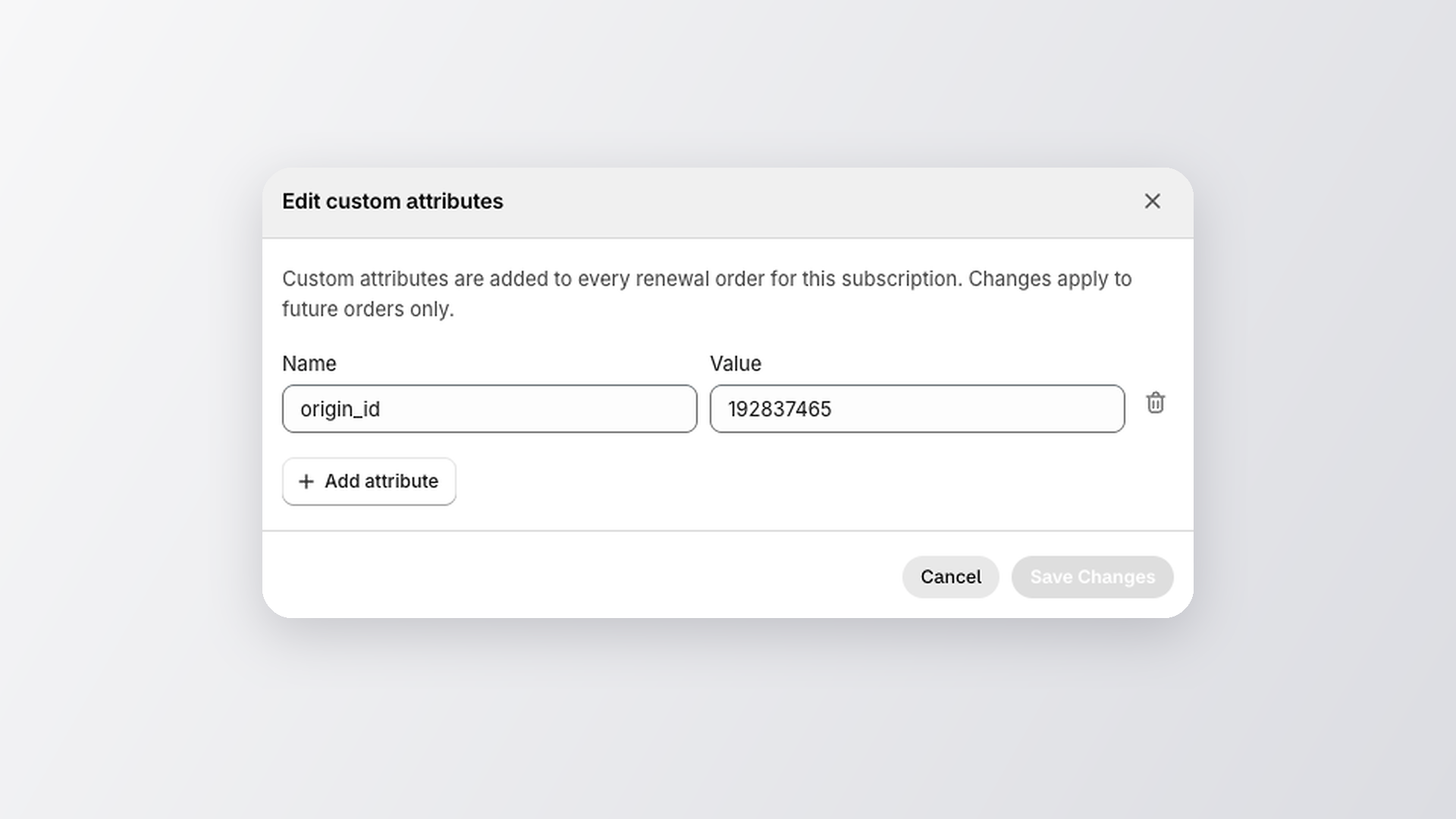 The Edit custom attributes window