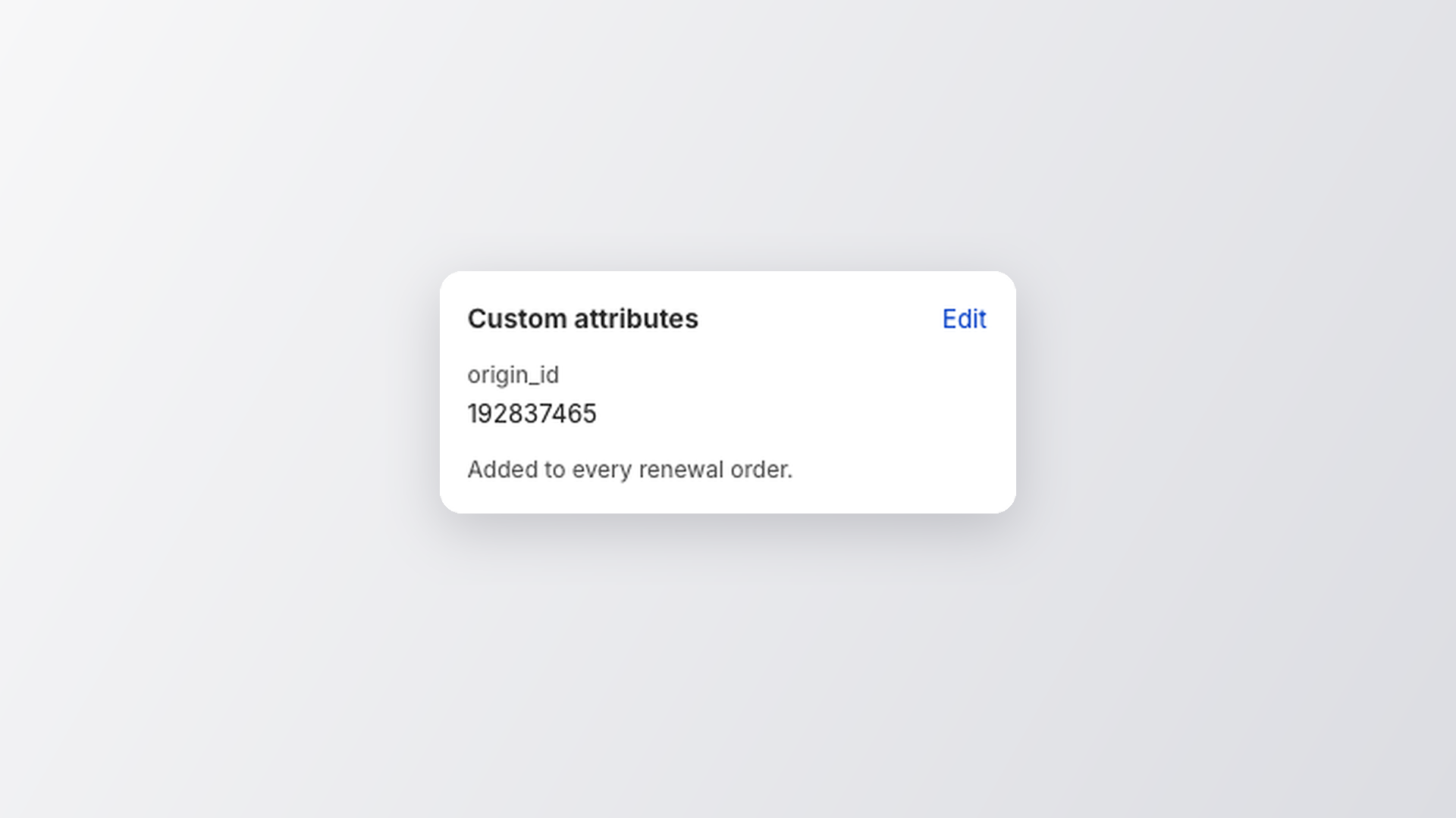 The Custom attributes card on a subscription page